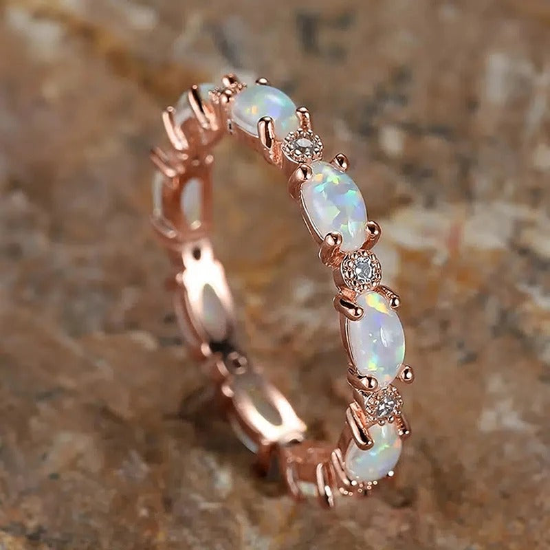 Vintage Opal & Crystal Rose Gold Ring