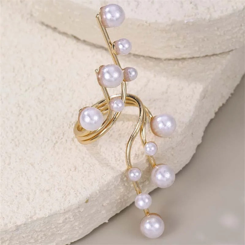 Vintage Gold & Pearl Cluster Open Ring