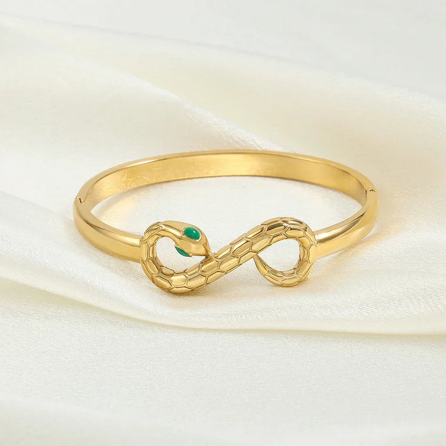 Gold Serpent Infinity Bangle Bracelet