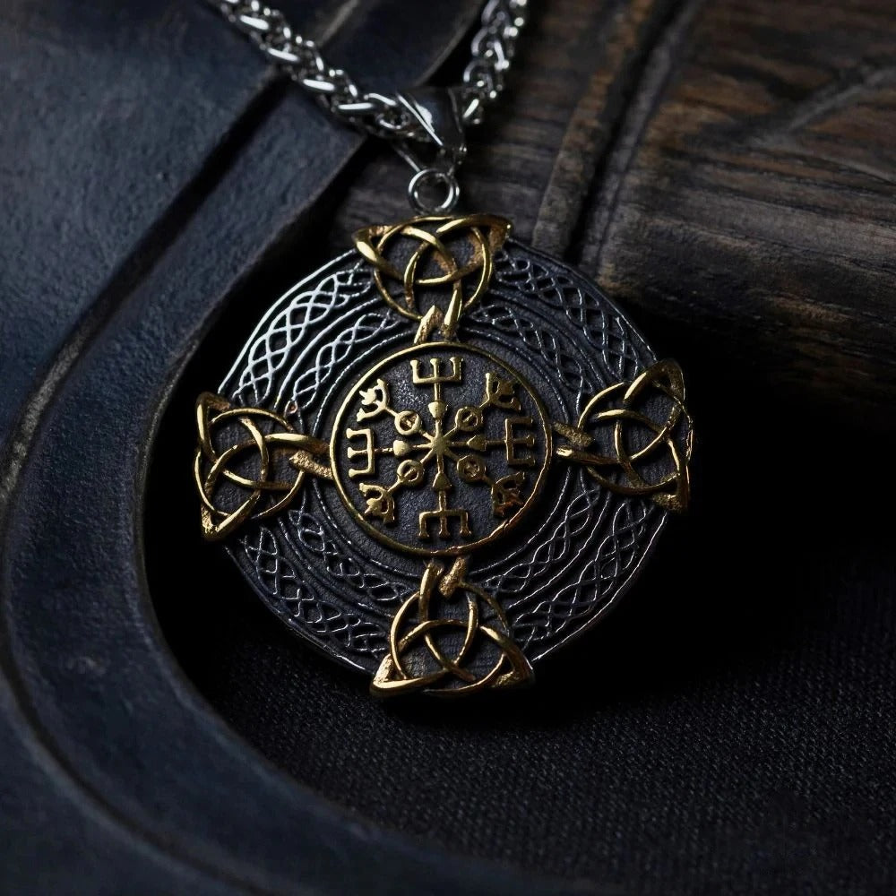 Gold & Silver Viking Protection Symbol Necklace