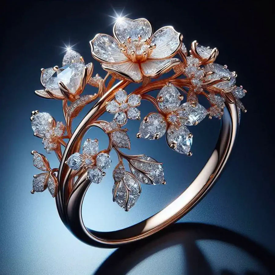 Bright Crystal Blossom Ring